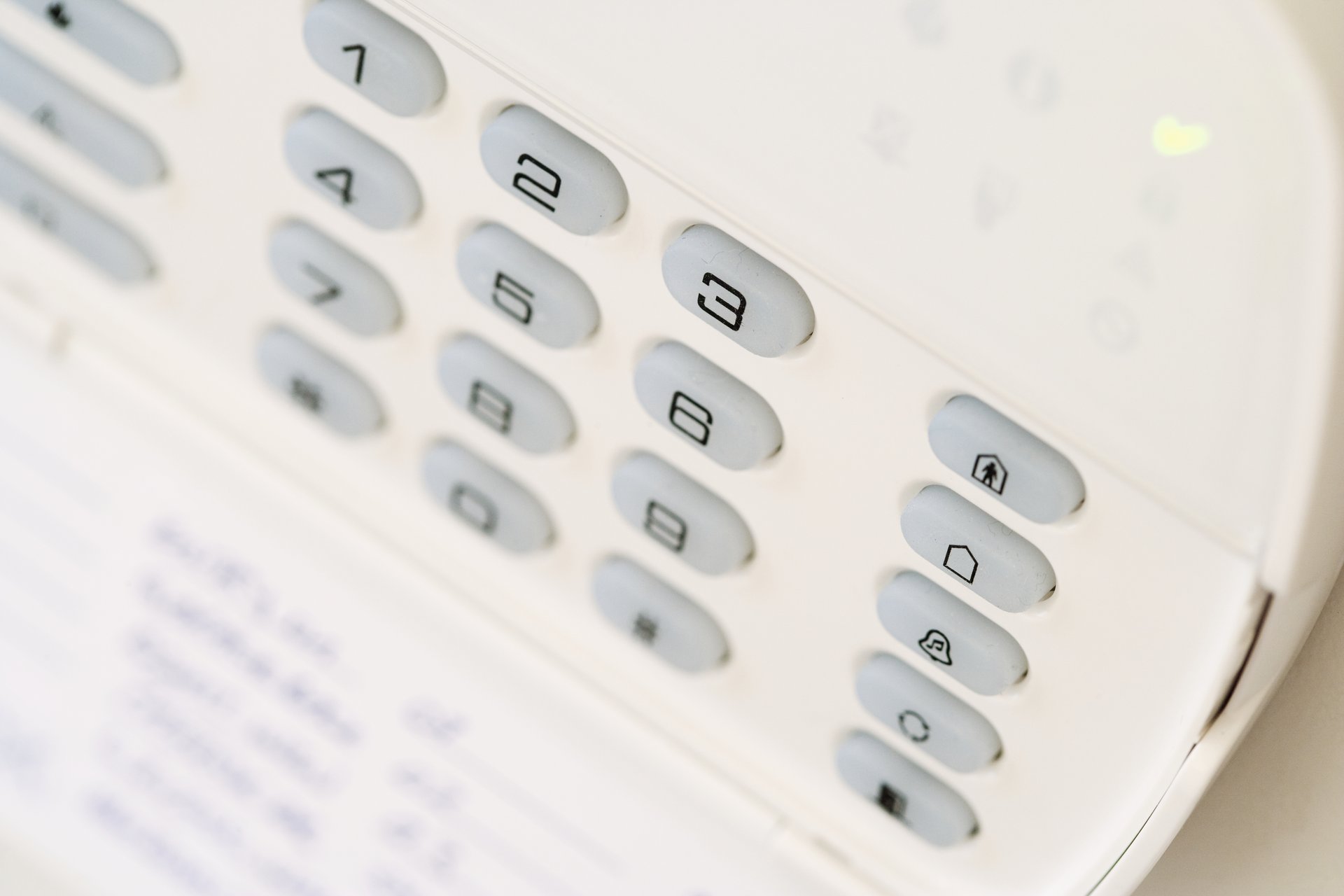 Alarm system keypad.